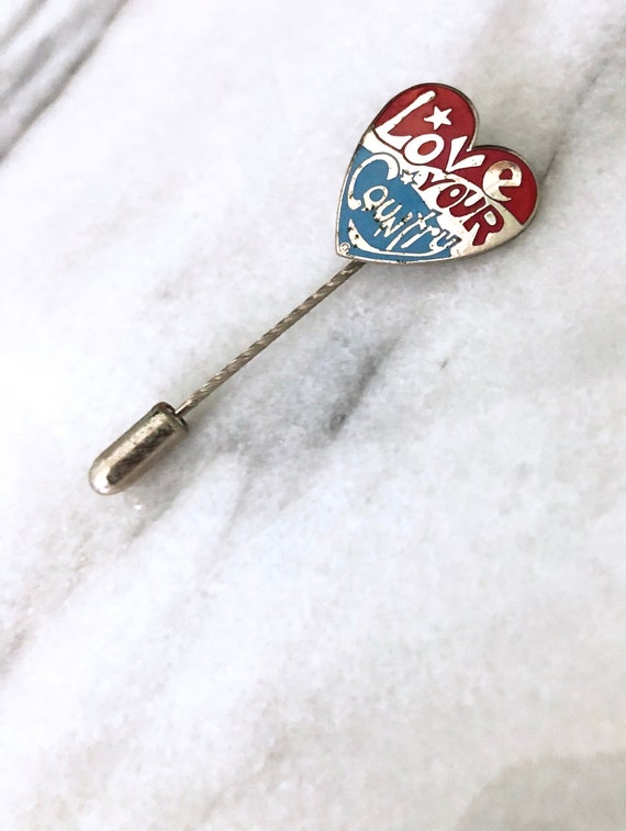 Vintage Love Your Country Patriotic Stick Pin Stic