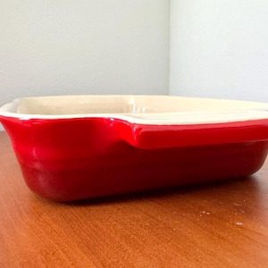 Vintage LE CREUSET Stoneware Large RED Rectangular Baking Casserole Dish