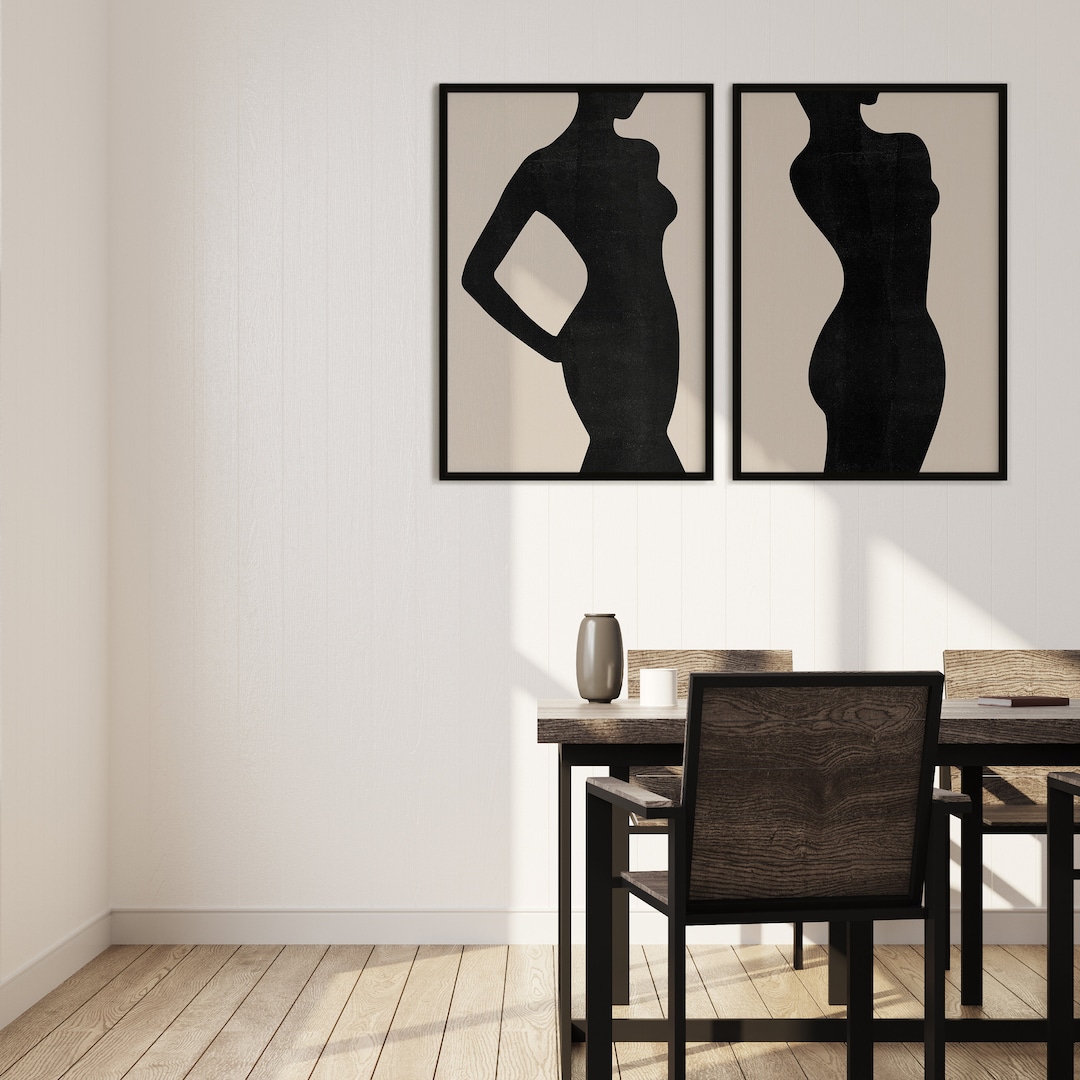 Female Figure Wall Art Set, Female Figure Wall Art, Female Body Print ...