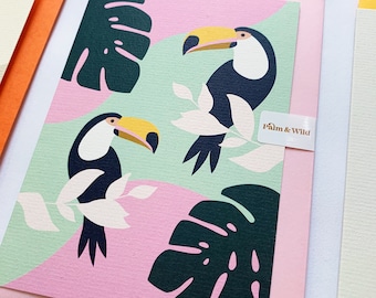 Toucan Greetings Card, Toucan Card, Boho Toucan Card, Boho Toucan Greetings Card, Bird Card, Blank Bird Card, Bird Greetings Card, Toucans