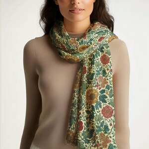William Morris Scarf Sunflower Print Shawl Vintage Floral Pashmina Wrap Lightweight Boho Scarf Gift For Her image 2