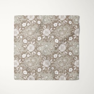 Taupe Ivory Floral Pocket Square, Wedding Handkerchief For Groom And Groomsmen image 4