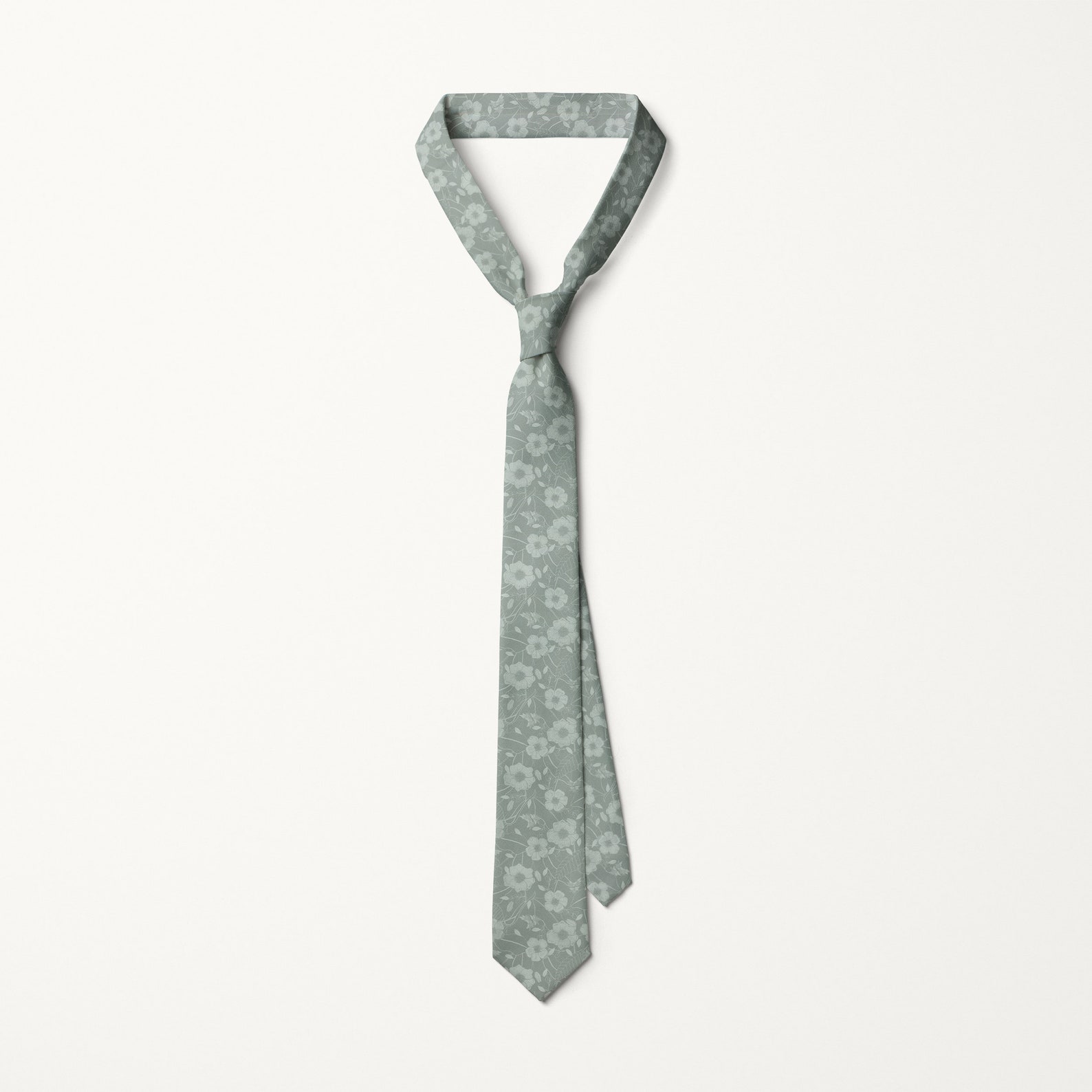 Dusty Sage Floral Tie Sage Green Necktie Floral Wedding Tie Etsy