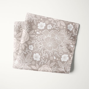 Biscotti Ivory Floral Pocket Square, Beige Wedding Handkerchief, Groom and Groomsmen Accessories
