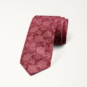 Cinnamon Rose Tie, Floral Wedding Tie, Dusty Rose Tie, Groom Neck Tie