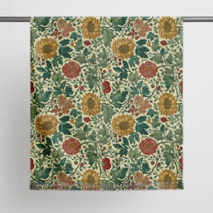 William Morris Scarf Sunflower Print Shawl Vintage Floral Pashmina Wrap Lightweight Boho Scarf Gift For Her image 9