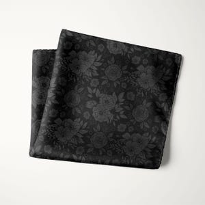 Black Gray Floral Pocket Square, Wedding Handkerchief For Groom And Groomsmen, Father Of The Bride
