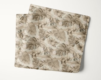 Beige Champagne Biscotti Tropical Pocket Square, Hawaiian Wedding Handkerchief, Beach Wedding Groom and Groomsmen Accessories