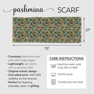 William Morris Scarf Sunflower Print Shawl Vintage Floral Pashmina Wrap Lightweight Boho Scarf Gift For Her image 7
