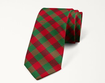 X-21 Christmas Pattern Men’s Neck Tie – Green Red White Holiday Novelty Tie For Parties & Gifts - View #13