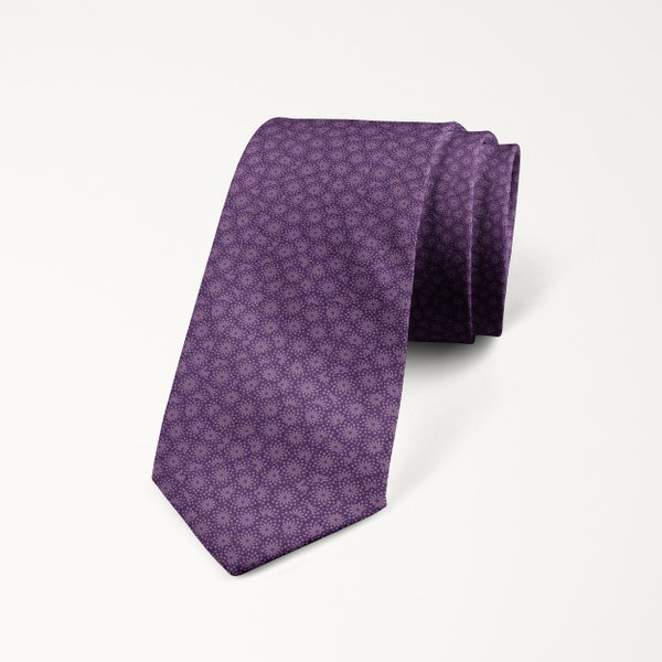 Purple Amethyst Wisteria Wedding Tie, Purple Floral Tie, Groom and Groomsmen Necktie, Prom Tie