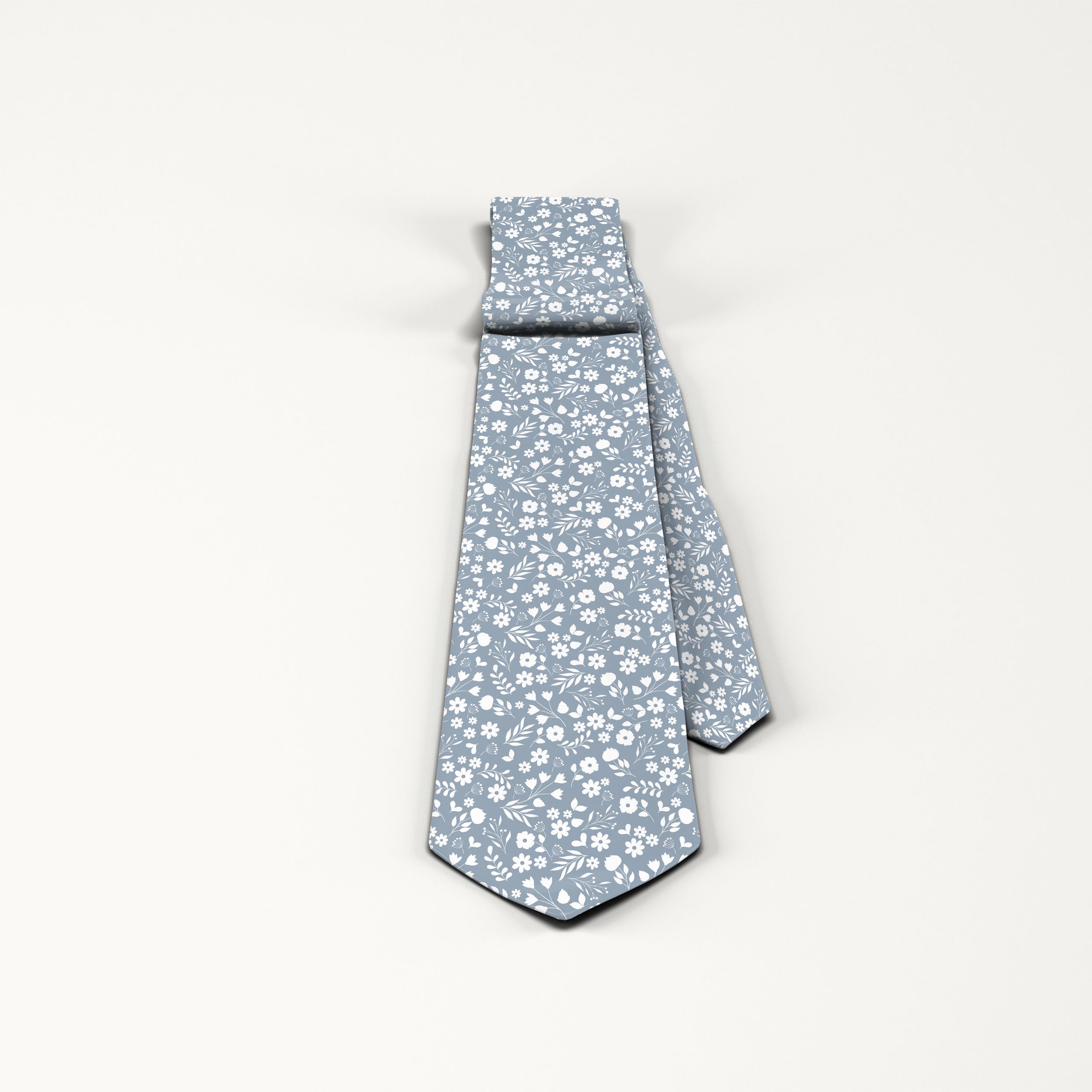 Dusty Blue and White Tie, Pale Blue Ditsy Floral Pattern Tie, Light ...