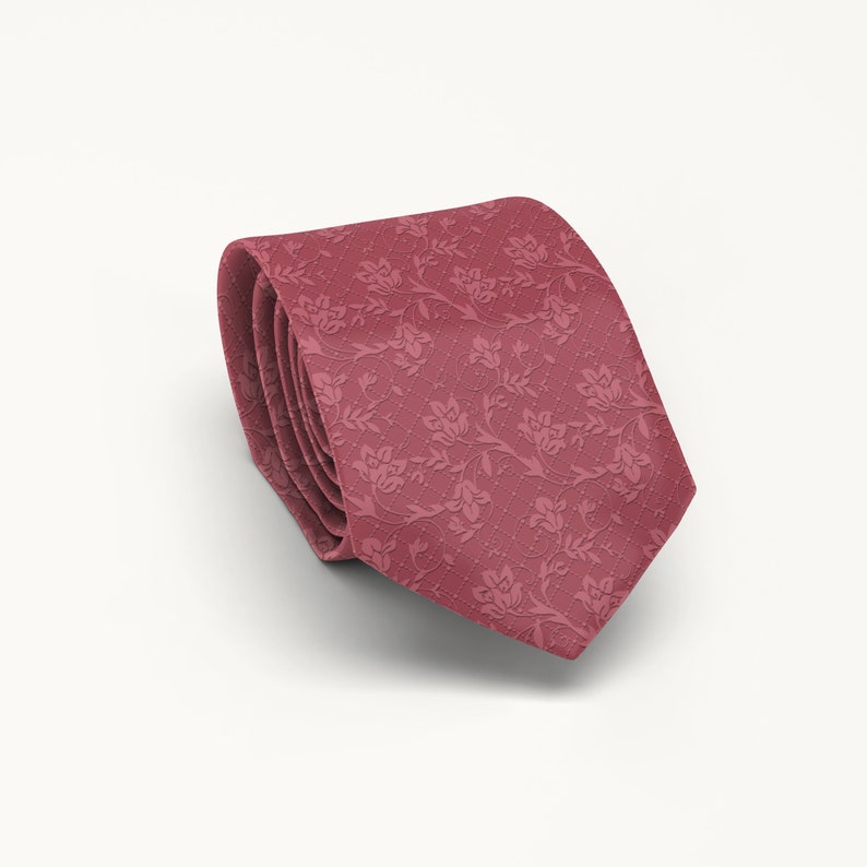 Cinnamon Rose Tie Floral Wedding Tie Dusty Rose Printed Etsy