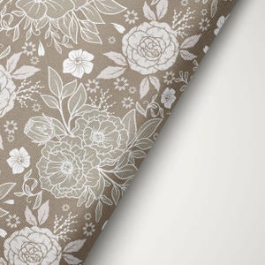 Taupe Ivory Floral Pocket Square, Wedding Handkerchief For Groom And Groomsmen image 5