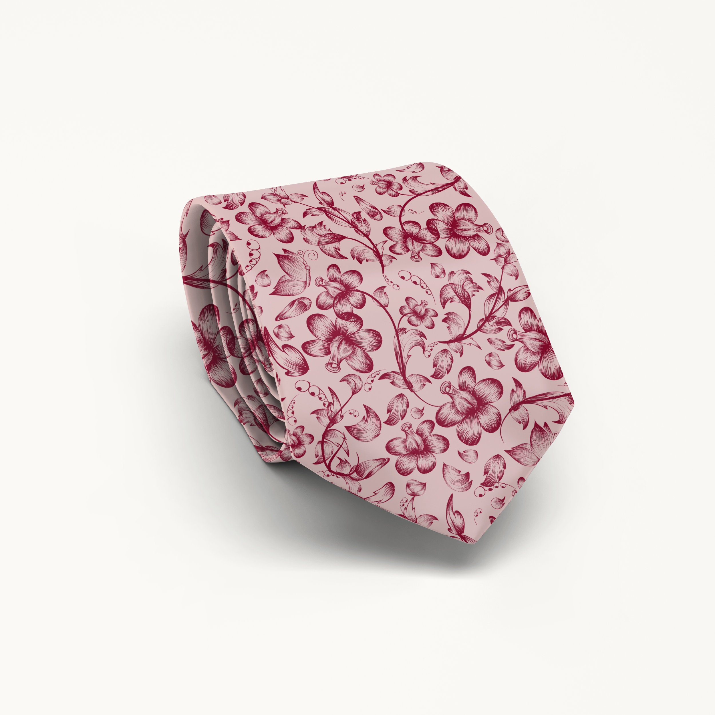 burgundy flower tie