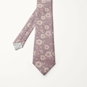 Dusty Mauve Floral Tie Blush Pink Wedding Necktie Soft Rose Mens Accessory Groom Groomsmen Formal Garden Party Romantic Outfit
