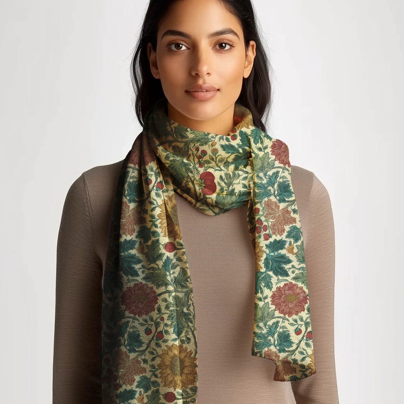 William Morris Scarf Sunflower Print Shawl Vintage Floral Pashmina Wrap Lightweight Boho Scarf Gift For Her image 4