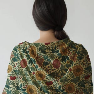 William Morris Scarf Sunflower Print Shawl Vintage Floral Pashmina Wrap Lightweight Boho Scarf Gift For Her image 3