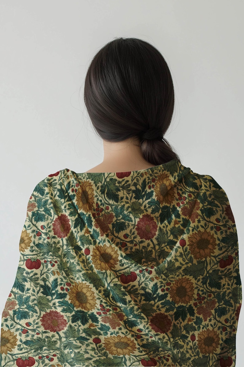 William Morris Scarf Sunflower Print Shawl Vintage Floral Pashmina Wrap Lightweight Boho Scarf Gift For Her image 3