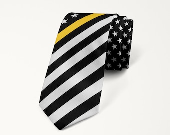 The Thin Gold Line Flag Tie, 911 Dispatcher Gift, Ems Police Dispatcher Appreciation Gift