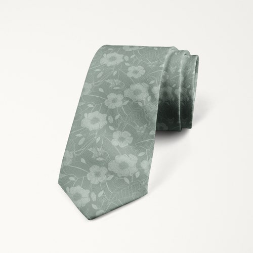Eucalyptus Green Tie Floral Wedding Tie Dark Dusty Sage Etsy