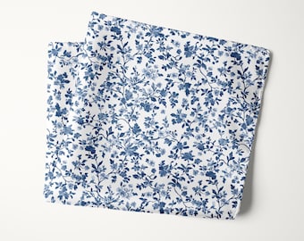 Blue Floral Pocket Square, Toile Pattern Handkerchief, Chinoiserie Menswear Accessory, Botanical Suit Accent, Wedding Groom Style