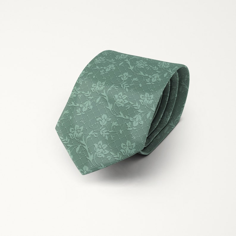 Eucalyptus Green Tie Floral Wedding Tie Dark Dusty Sage Etsy