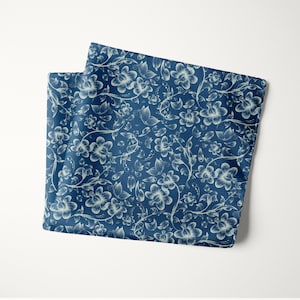 Navy Dusty Sage Floral Pocket Square, Marine Blue Sage Green Wedding Handkerchief, Groom and Groomsmen Accessories