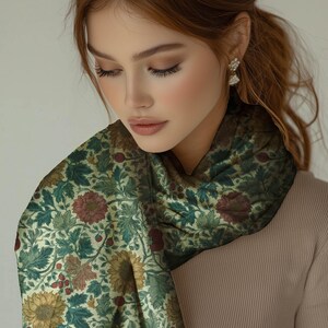 William Morris Scarf Sunflower Print Shawl Vintage Floral Pashmina Wrap Lightweight Boho Scarf Gift For Her image 8
