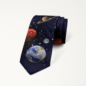 Planets and Stars in Outer Space Printed Novelty Tie, Astronaut Gift, Astronomy Gift