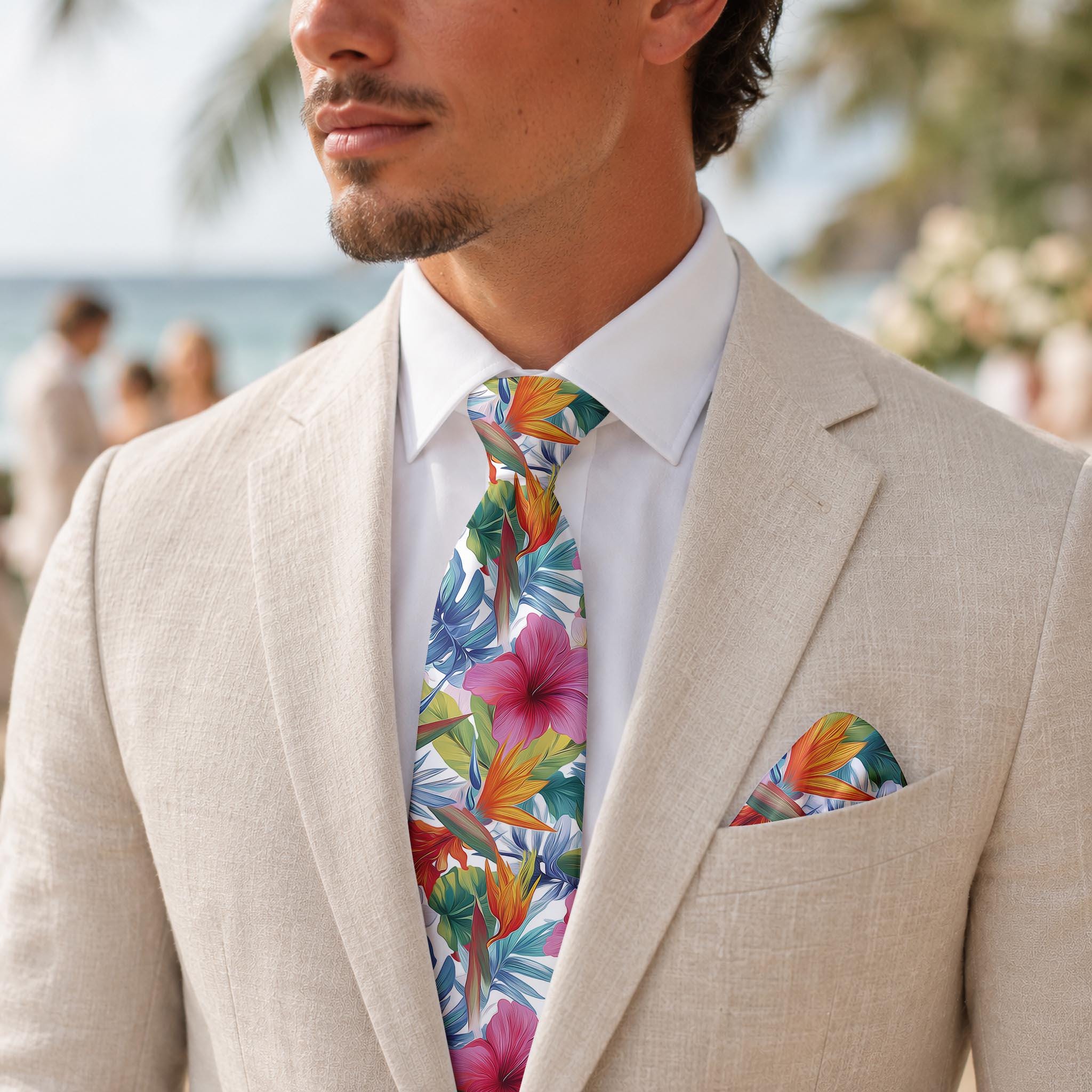 Tropical Floral Wedding Necktie