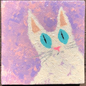 Cat Painting, Cat Art, Original Art, Cat Artwork, White Cat, White Cat Art, Cat Gifts For Women, Cat Lover Gift