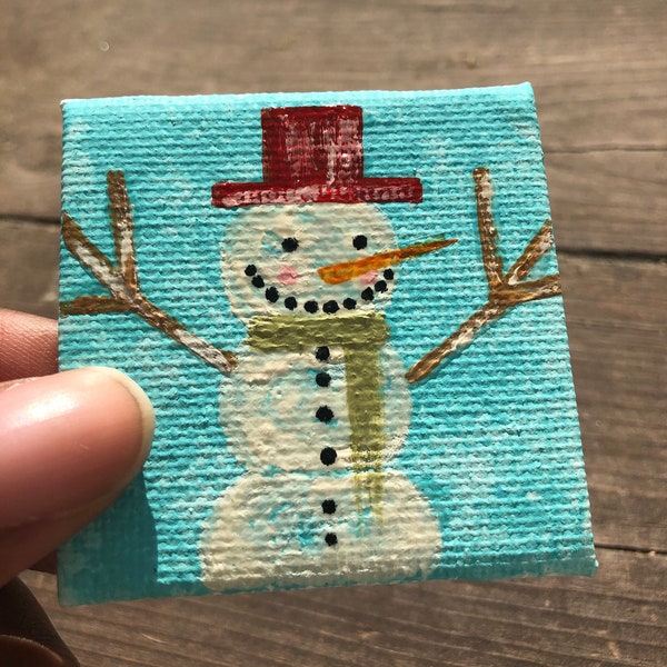 Cozy Snowman, Snowman Painting, Snowman Art, Christmas in July, Canvas Snowman, Snowman Decor, Christmas Art, Christmas Painting