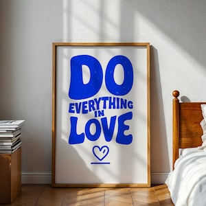 Do Everything In Love Quote Print Verse Christian Wall Art Modern Bible Decor Trendy Scripture Artwork Blue Poster Digital Download