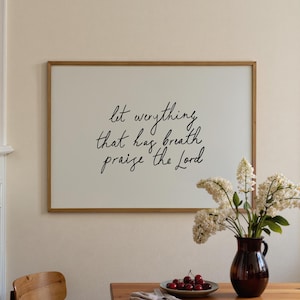 Neutral Christian Print: Praise The Lord, Trendy Handwritten Poster (Digital Download, Horizontal)