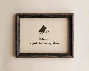 Hand-Drawn Typography Print: "I Just Love Coming Home" Home Decor (Digital Download)