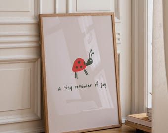 Ladybug Joy Print: Neutral Nursery, Baby Reveal Wall Art (Digital Download)