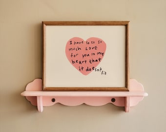 Pink Heart: Hand-Drawn Typography Poster, Minimalist Home Decor (Digital Download, Horizontal)