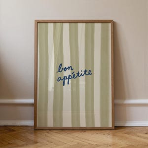 Lámina decorativa para comedor "Bon Appetite": tipografía manuscrita (descarga digital, formato vertical)