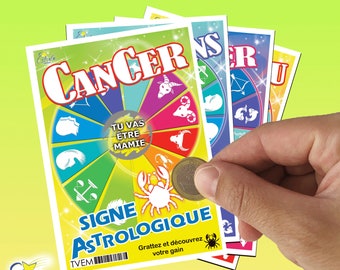 CARTE à GRATTER PERSONNALISABLE ! Signe Astrologique Annonce grossesse je suis enceinte Tu vas être papy tata Veux tu être mon Témoin astro