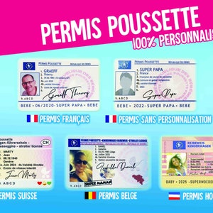 PERMIS POUSSETTE à personnaliser Boite à papa futur papa future grande soeur futur grand frere 10 commandements image 2