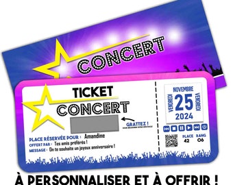 Personalized CONCERT / SHOW CARD! scratch card / Travel card to offer / gift card / plane train travel card