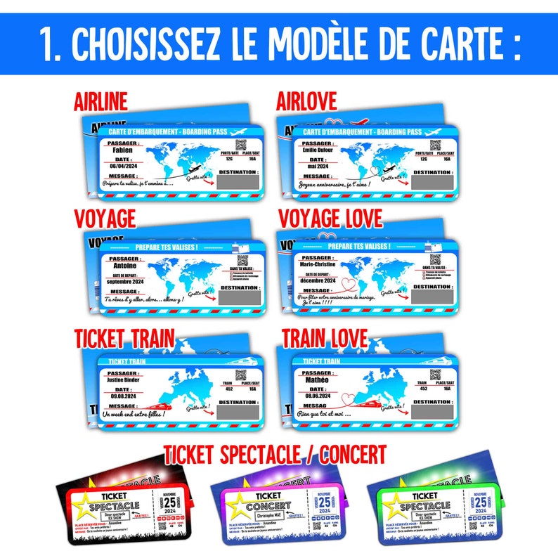 CARTE D'EMBARQUEMENT PERSONNALISÉE carte à gratter / Carte voyage à offrir / carte cadeau / carte avion train voyage image 2