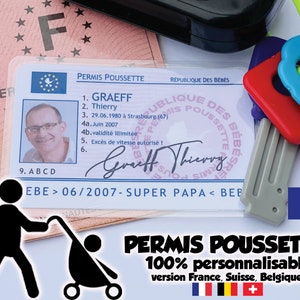 PERMIS POUSSETTE à personnaliser Boite à papa futur papa future grande soeur futur grand frere 10 commandements image 1