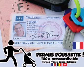 PERMIS POUSSETTE à personnaliser ! Boite à papa futur papa future grande soeur futur grand frere 10 commandements