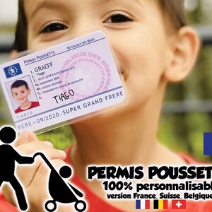 Permis  Poussette à personnaliser ! GRAND FRERE Boite à papa futur papa future grande soeur futur grand frere 10 commandements