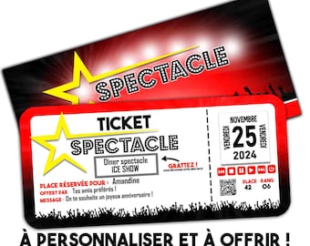 CARTE CONCERT / SPECTACLE personnalisée! carte à gratter /  Carte voyage à offrir / carte cadeau / carte avion train voyage