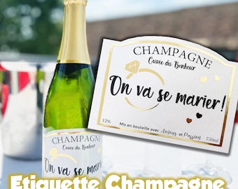 CHAMPAGNE BOTTLE LABEL Original pregnancy wedding announcement we are going to get married! grandparents you are going to be grandpa grandma uncle auntie