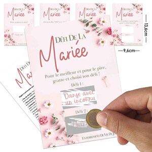 EVJF - Carte à gratter défi jeux enterrement de vie de jeune fille enterrement de vie de garçon - mariage futur marié future mariée - FLEURS