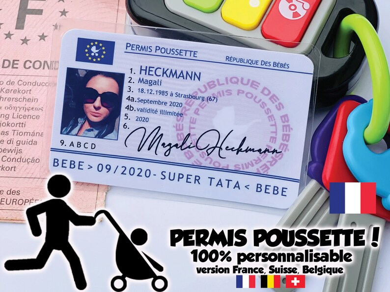 PERMIS POUSSETTE à personnaliser Boite à papa futur papa future grande soeur futur grand frere 10 commandements image 8